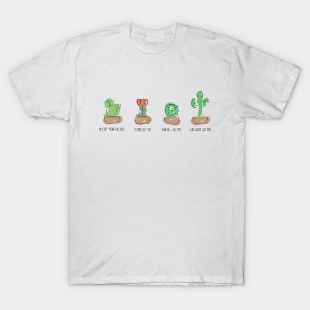 Cactus Cute Design Colored T-Shirt by olivergraham